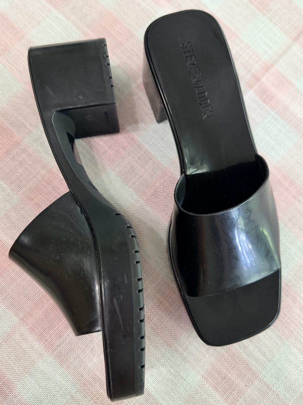 Steve Madden Harlin Black Block Heel Sandals Size 8 - Picture 2 of 9